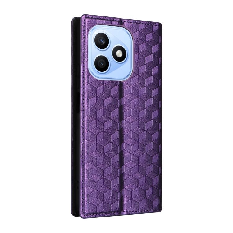 For Honor X8d 4G Cubic Grid Texture Flip Leather Phone Case