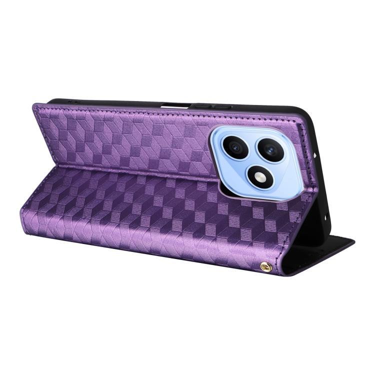 For Honor X8d 4G Cubic Grid Texture Flip Leather Phone Case