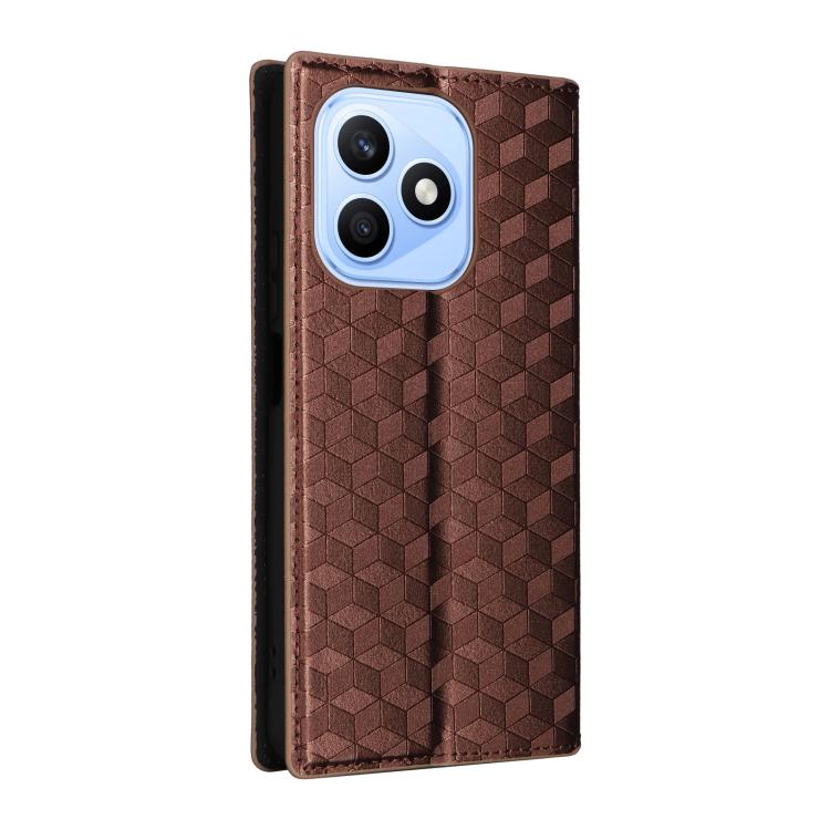 For Honor X8d 4G Cubic Grid Texture Flip Leather Phone Case