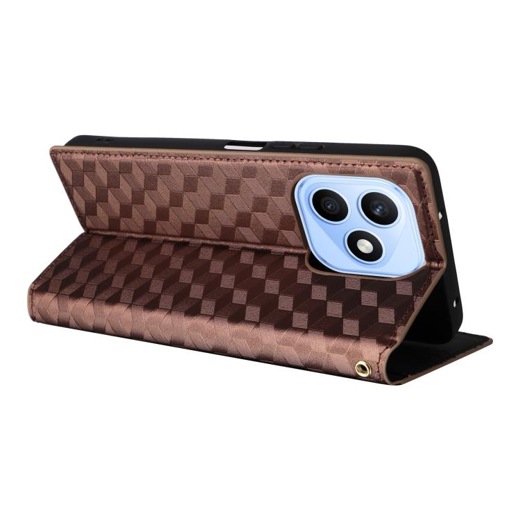 For Honor X8d 4G Cubic Grid Texture Flip Leather Phone Case