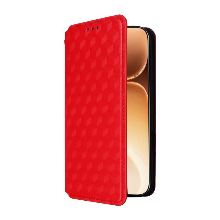 For Honor 600 / 600 Pro Global Cubic Grid Texture Flip Leather Phone Case
