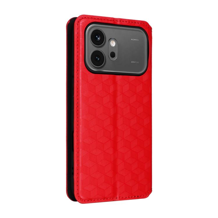 For Honor 600 / 600 Pro Global Cubic Grid Texture Flip Leather Phone Case