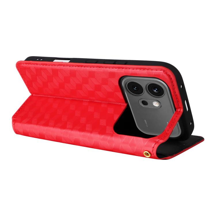 For Honor 600 / 600 Pro Global Cubic Grid Texture Flip Leather Phone Case