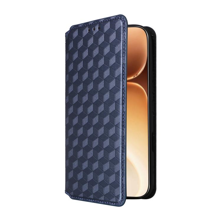 For Honor 600 / 600 Pro Global Cubic Grid Texture Flip Leather Phone Case
