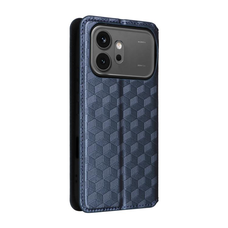 For Honor 600 / 600 Pro Global Cubic Grid Texture Flip Leather Phone Case