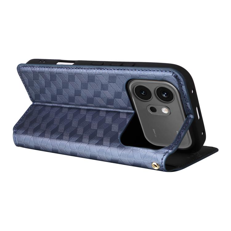 For Honor 600 / 600 Pro Global Cubic Grid Texture Flip Leather Phone Case