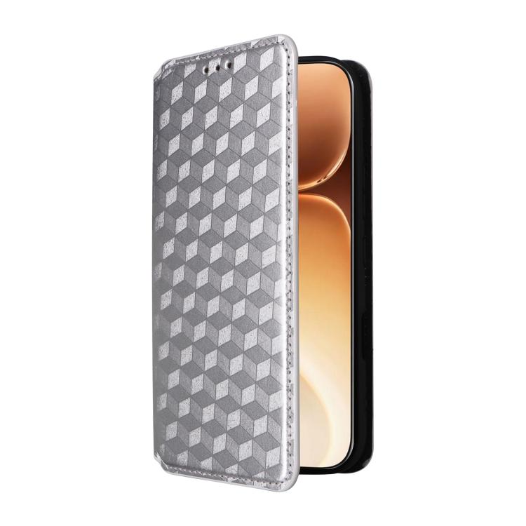 For Honor 600 / 600 Pro Global Cubic Grid Texture Flip Leather Phone Case