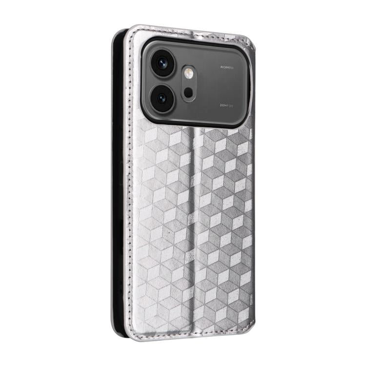 For Honor 600 / 600 Pro Global Cubic Grid Texture Flip Leather Phone Case