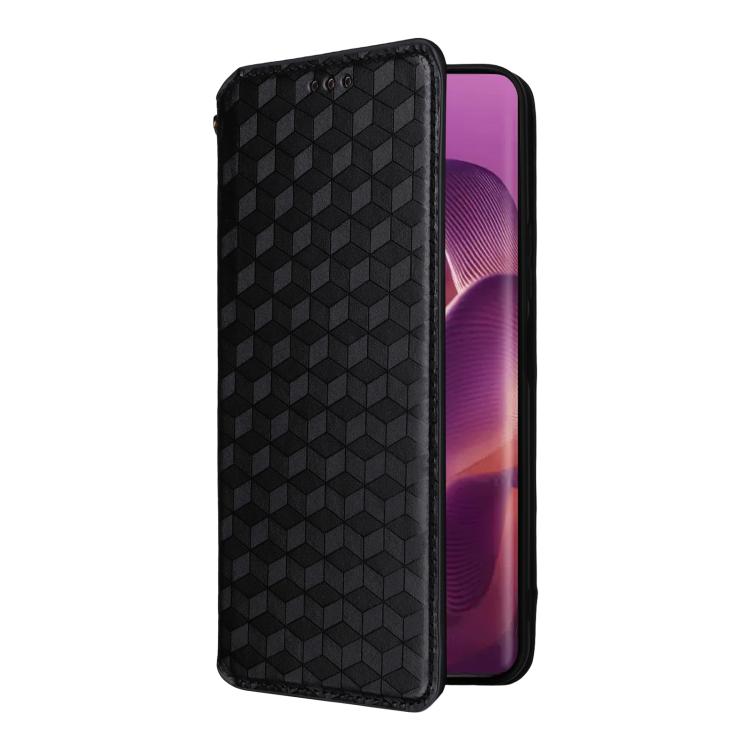 For Motorola Edge 60 Pro / 60s Pro 5G Cubic Grid Texture Flip Leather Phone Case