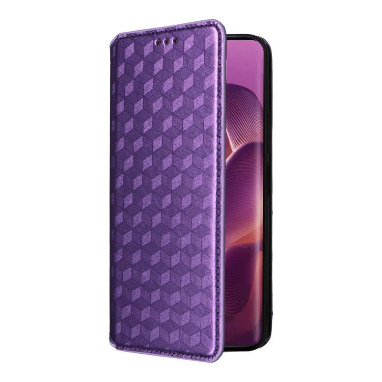 For Motorola Edge 60 Pro / 60s Pro 5G Cubic Grid Texture Flip Leather Phone Case