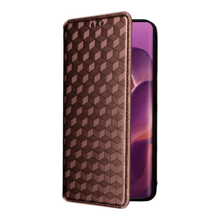 For Motorola Edge 60 Pro / 60s Pro 5G Cubic Grid Texture Flip Leather Phone Case