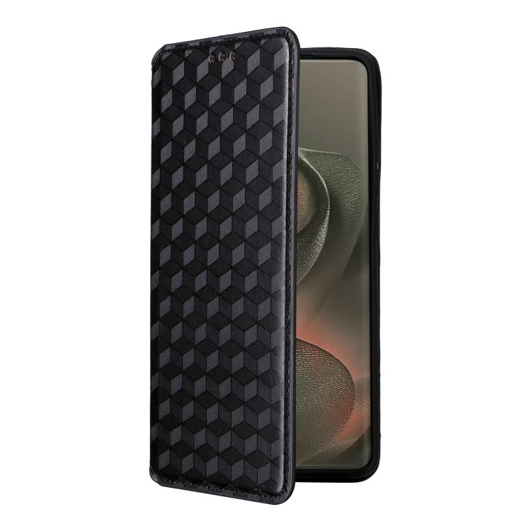 For Motorola Edge 5G 2025 Cubic Grid Texture Flip Leather Phone Case