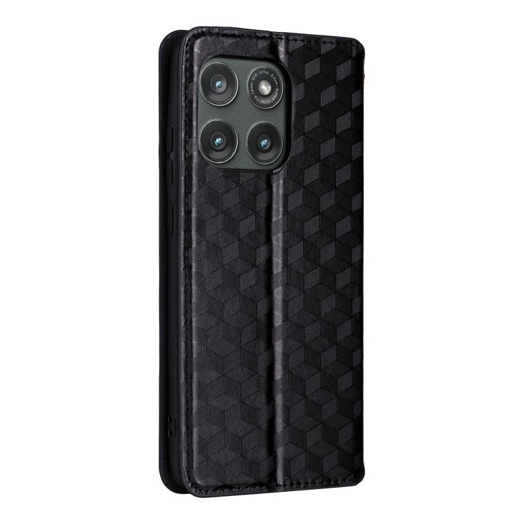 For Motorola Edge 5G 2025 Cubic Grid Texture Flip Leather Phone Case
