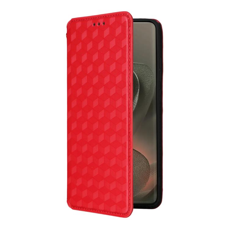 For Motorola Edge 5G 2025 Cubic Grid Texture Flip Leather Phone Case