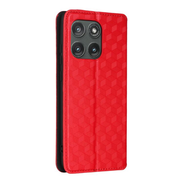 For Motorola Edge 5G 2025 Cubic Grid Texture Flip Leather Phone Case
