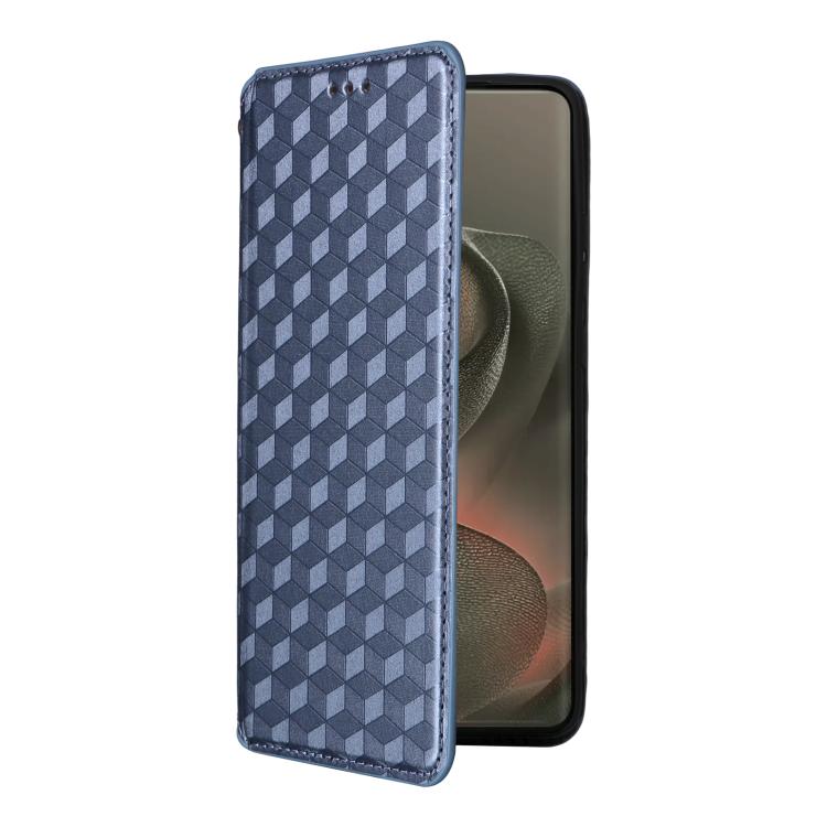 For Motorola Edge 5G 2025 Cubic Grid Texture Flip Leather Phone Case