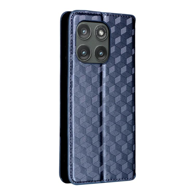 For Motorola Edge 5G 2025 Cubic Grid Texture Flip Leather Phone Case