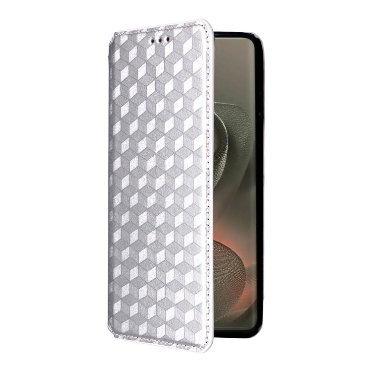 For Motorola Edge 5G 2025 Cubic Grid Texture Flip Leather Phone Case