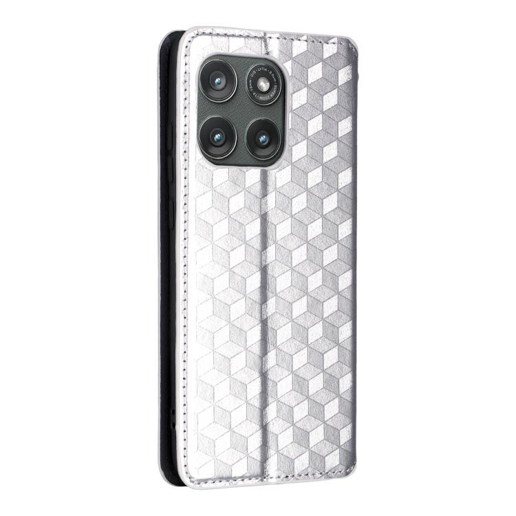 For Motorola Edge 5G 2025 Cubic Grid Texture Flip Leather Phone Case