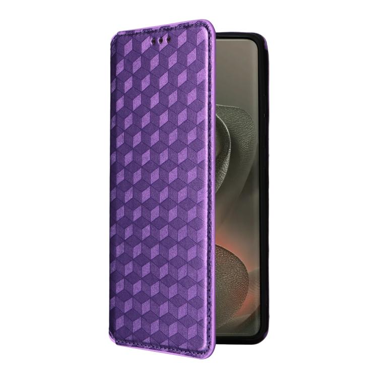 For Motorola Edge 5G 2025 Cubic Grid Texture Flip Leather Phone Case