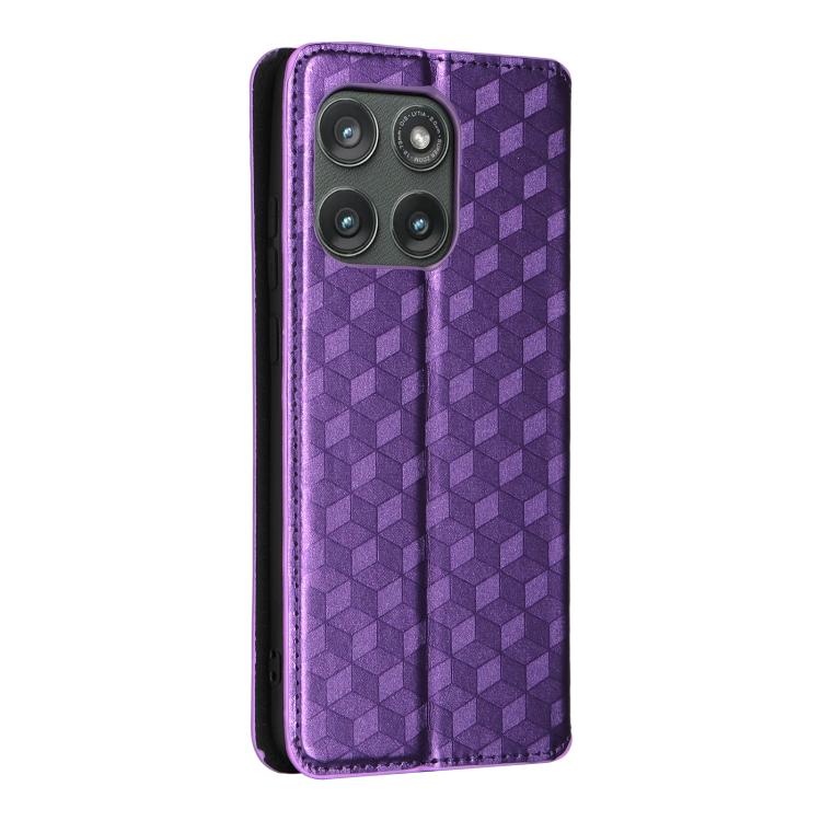 For Motorola Edge 5G 2025 Cubic Grid Texture Flip Leather Phone Case