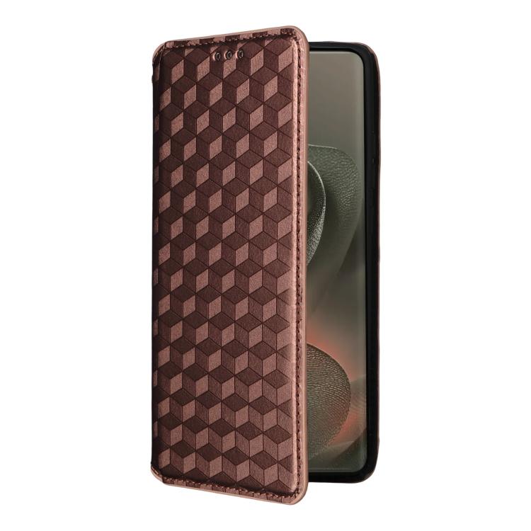 For Motorola Edge 5G 2025 Cubic Grid Texture Flip Leather Phone Case