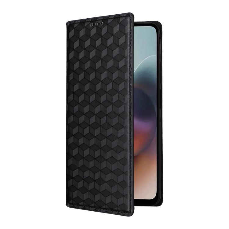 For Motorola Moto G56 / G66j / G66y 5G Cubic Grid Texture Flip Leather Phone Case