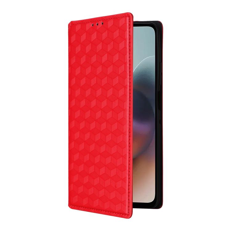 For Motorola Moto G56 / G66j / G66y 5G Cubic Grid Texture Flip Leather Phone Case