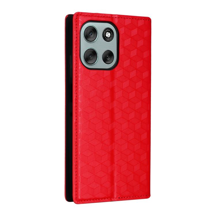 For Motorola Moto G56 / G66j / G66y 5G Cubic Grid Texture Flip Leather Phone Case