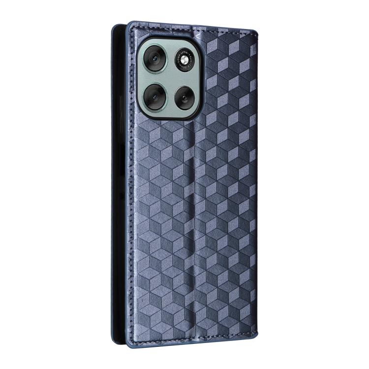 For Motorola Moto G56 / G66j / G66y 5G Cubic Grid Texture Flip Leather Phone Case