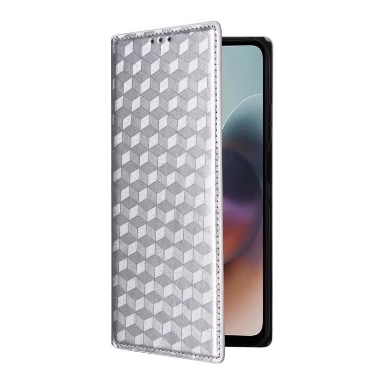 For Motorola Moto G56 / G66j / G66y 5G Cubic Grid Texture Flip Leather Phone Case