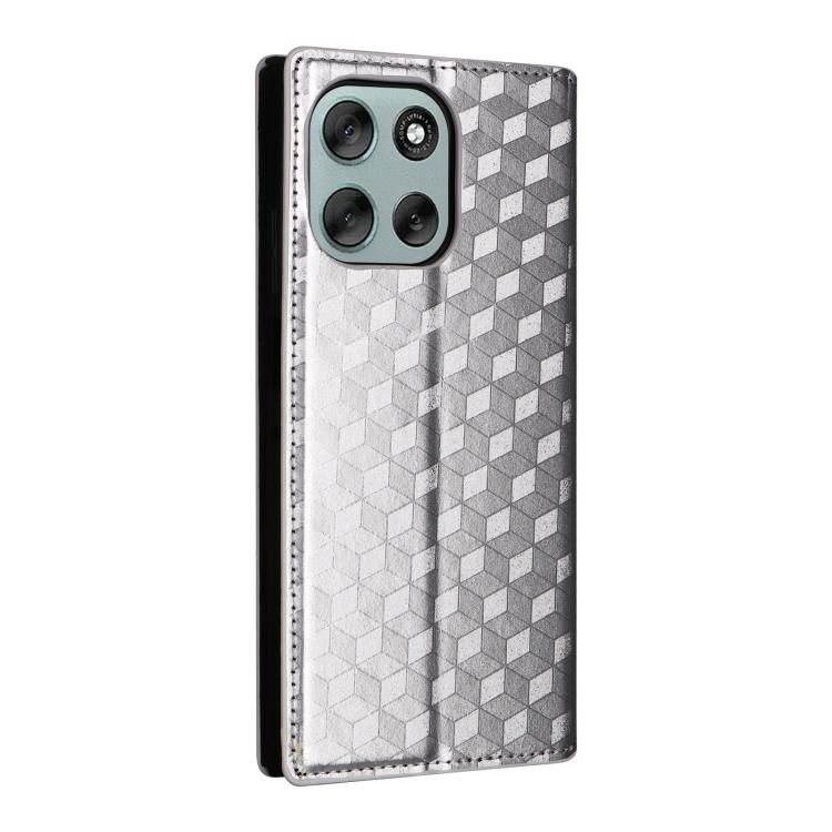 For Motorola Moto G56 / G66j / G66y 5G Cubic Grid Texture Flip Leather Phone Case