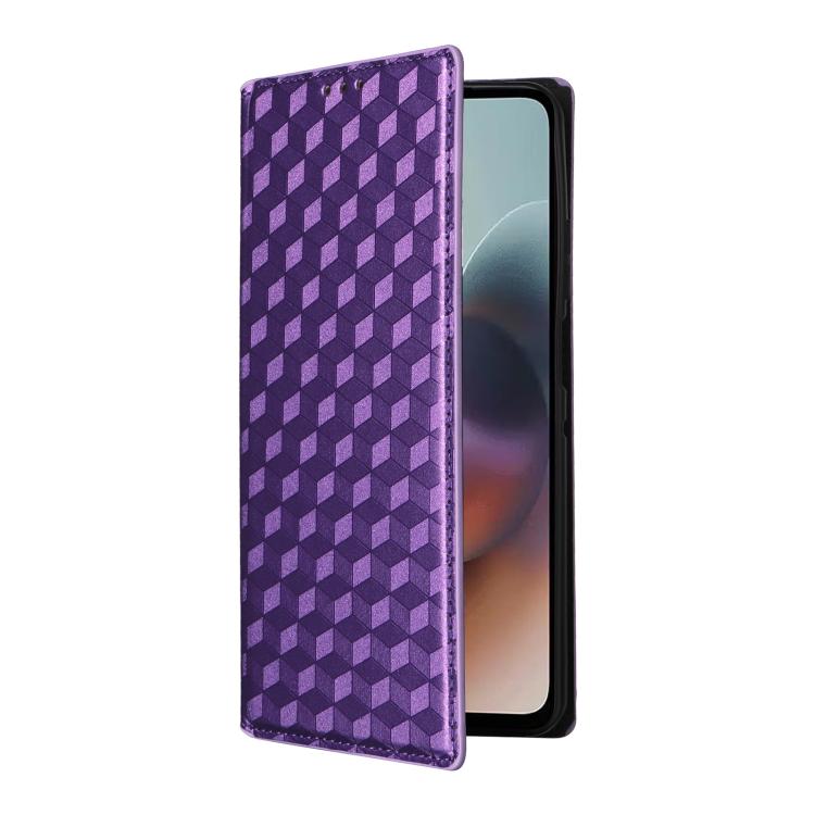 For Motorola Moto G56 / G66j / G66y 5G Cubic Grid Texture Flip Leather Phone Case