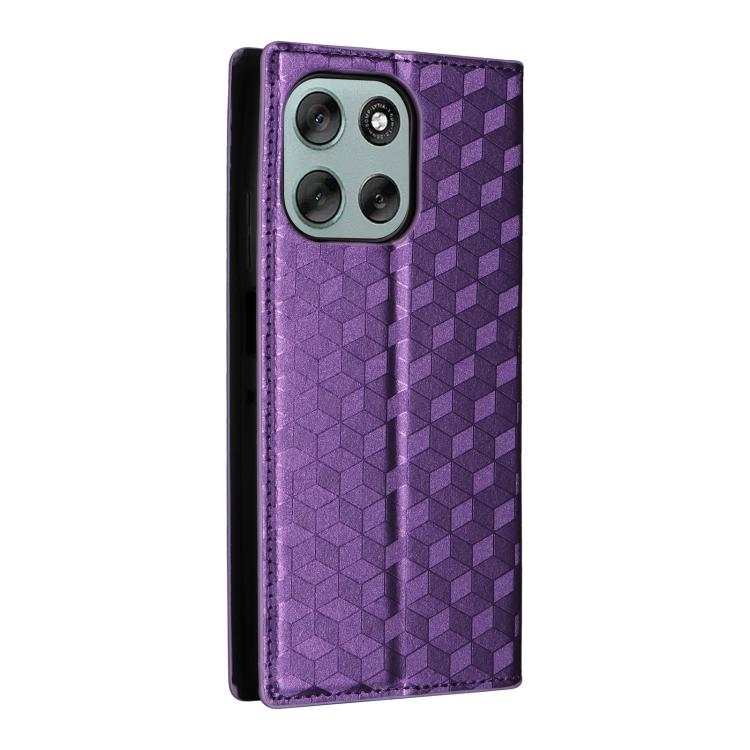 For Motorola Moto G56 / G66j / G66y 5G Cubic Grid Texture Flip Leather Phone Case