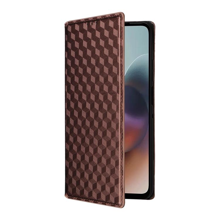 For Motorola Moto G56 / G66j / G66y 5G Cubic Grid Texture Flip Leather Phone Case