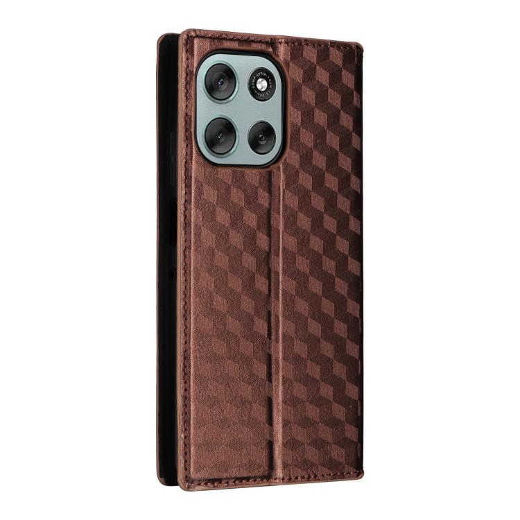 For Motorola Moto G56 / G66j / G66y 5G Cubic Grid Texture Flip Leather Phone Case