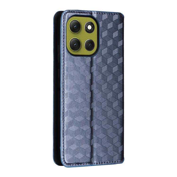For Motorola Moto G86 5G Cubic Grid Texture Flip Leather Phone Case
