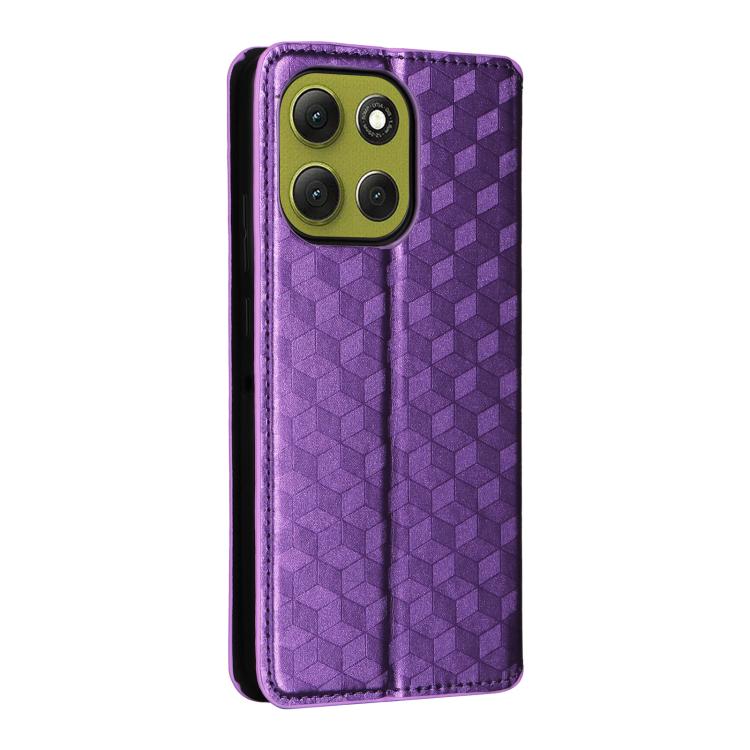 For Motorola Moto G86 5G Cubic Grid Texture Flip Leather Phone Case