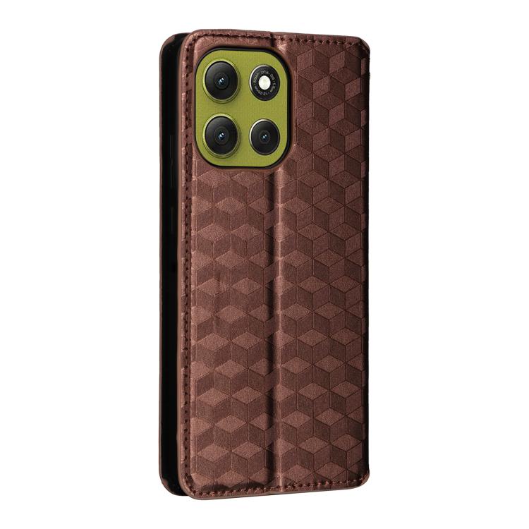 For Motorola Moto G86 5G Cubic Grid Texture Flip Leather Phone Case