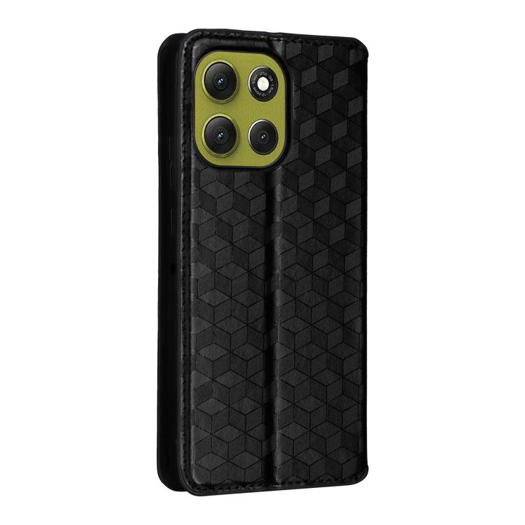 For Motorola Moto G86 Power 5G Cubic Grid Texture Flip Leather Phone Case