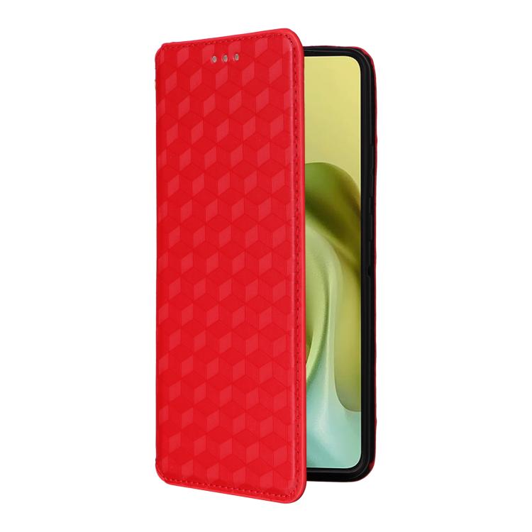 For Motorola Moto G86 Power 5G Cubic Grid Texture Flip Leather Phone Case