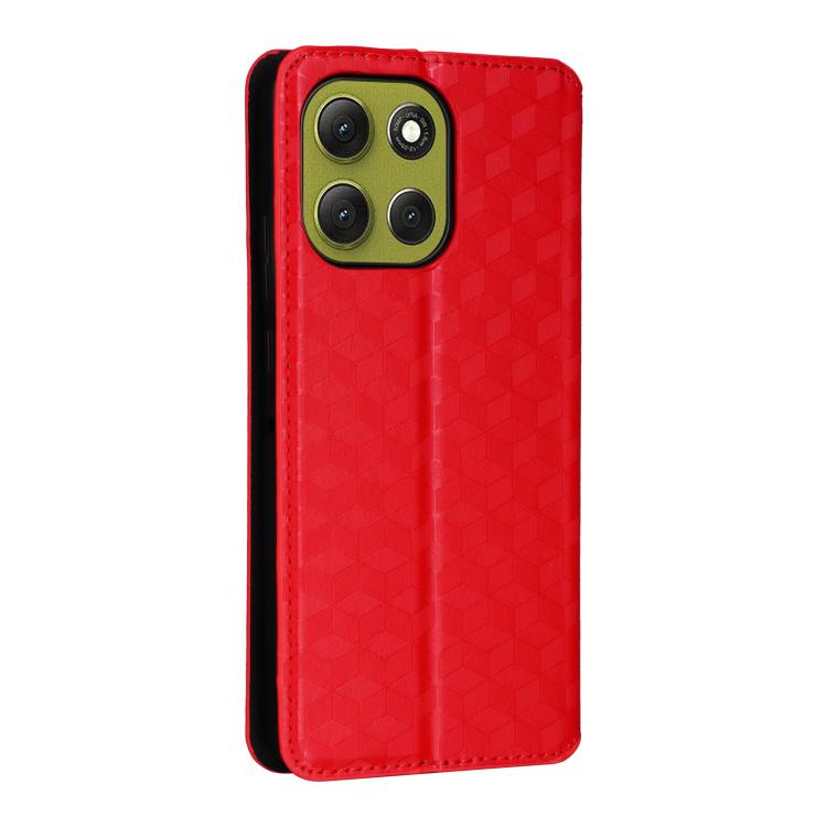 For Motorola Moto G86 Power 5G Cubic Grid Texture Flip Leather Phone Case