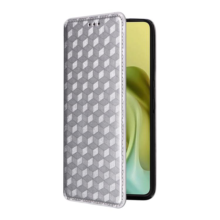 For Motorola Moto G86 Power 5G Cubic Grid Texture Flip Leather Phone Case