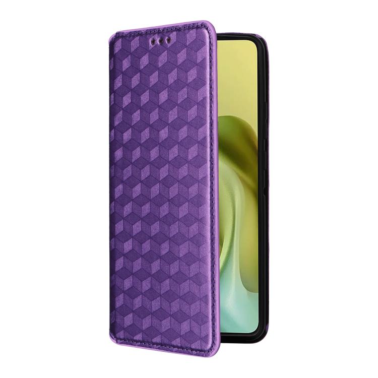 For Motorola Moto G86 Power 5G Cubic Grid Texture Flip Leather Phone Case