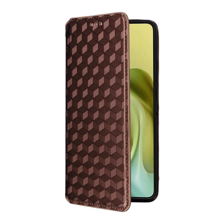 For Motorola Moto G86 Power 5G Cubic Grid Texture Flip Leather Phone Case
