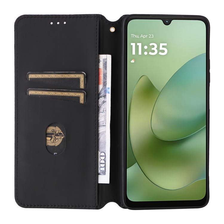 For Motorola Moto G06 4G Cubic Grid Texture Flip Leather Phone Case