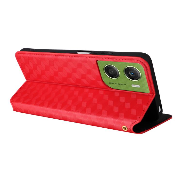 For Motorola Moto G06 4G Cubic Grid Texture Flip Leather Phone Case