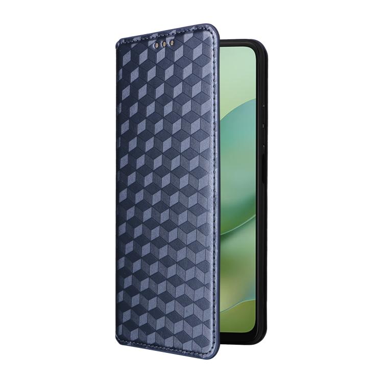 For Motorola Moto G06 4G Cubic Grid Texture Flip Leather Phone Case