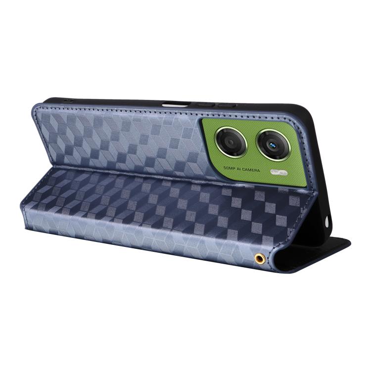 For Motorola Moto G06 4G Cubic Grid Texture Flip Leather Phone Case