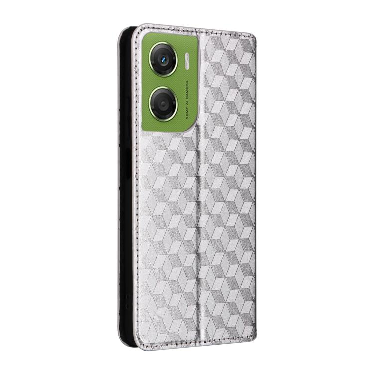 For Motorola Moto G06 4G Cubic Grid Texture Flip Leather Phone Case